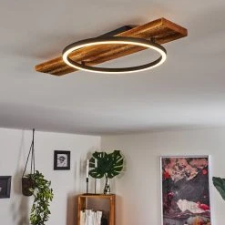 Hofstein Pompu Deckenleuchte LED Schwarz, Holz dunkel, 1-flammig -LED Leuchten Verkäufe 2022 pompu deckenleuchte h3392263 6