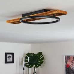 Hofstein Pompu Deckenleuchte LED Schwarz, Holz dunkel, 1-flammig -LED Leuchten Verkäufe 2022 pompu deckenleuchte h3392263 9