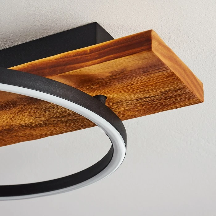 Hofstein Pompu Deckenleuchte LED Schwarz, Holz dunkel, 3-flammig 3 Hofstein Pompu Deckenleuchte LED Schwarz, Holz dunkel, 3-flammig – Bild 3