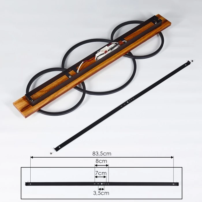 Hofstein Pompu Deckenleuchte LED Schwarz, Holz dunkel, 3-flammig 5 Hofstein Pompu Deckenleuchte LED Schwarz, Holz dunkel, 3-flammig – Bild 5