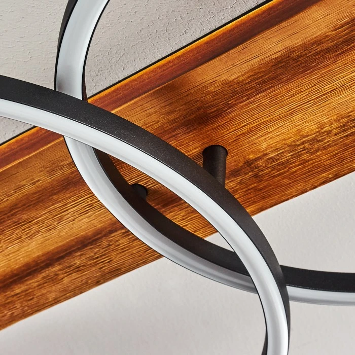 Hofstein Pompu Deckenleuchte LED Schwarz, Holz dunkel, 3-flammig 6 Hofstein Pompu Deckenleuchte LED Schwarz, Holz dunkel, 3-flammig – Bild 6