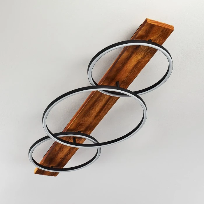 Hofstein Pompu Deckenleuchte LED Schwarz, Holz dunkel, 3-flammig 8 Hofstein Pompu Deckenleuchte LED Schwarz, Holz dunkel, 3-flammig – Bild 8