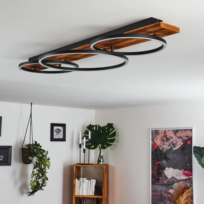 Hofstein Pompu Deckenleuchte LED Schwarz, Holz dunkel, 3-flammig 10 Hofstein Pompu Deckenleuchte LED Schwarz, Holz dunkel, 3-flammig – Bild 10