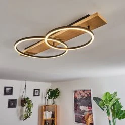 Hofstein Pompu Deckenleuchte LED Schwarz, Holz hell, 2-flammig -LED Leuchten Verkäufe 2022 pompu deckenleuchte h3392331 8