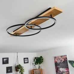 Hofstein Pompu Deckenleuchte LED Schwarz, Holz hell, 2-flammig -LED Leuchten Verkäufe 2022 pompu deckenleuchte h3392331 9