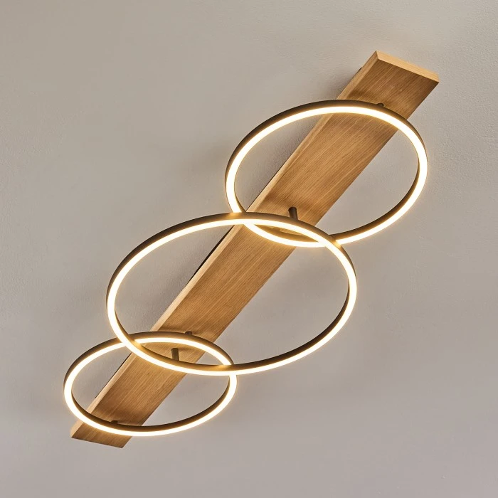 Hofstein Pompu Deckenleuchte LED Schwarz, Holz hell, 3-flammig 11 Hofstein Pompu Deckenleuchte LED Schwarz, Holz hell, 3-flammig – Bild 11