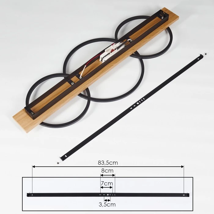 Hofstein Pompu Deckenleuchte LED Schwarz, Holz hell, 3-flammig 5 Hofstein Pompu Deckenleuchte LED Schwarz, Holz hell, 3-flammig – Bild 5