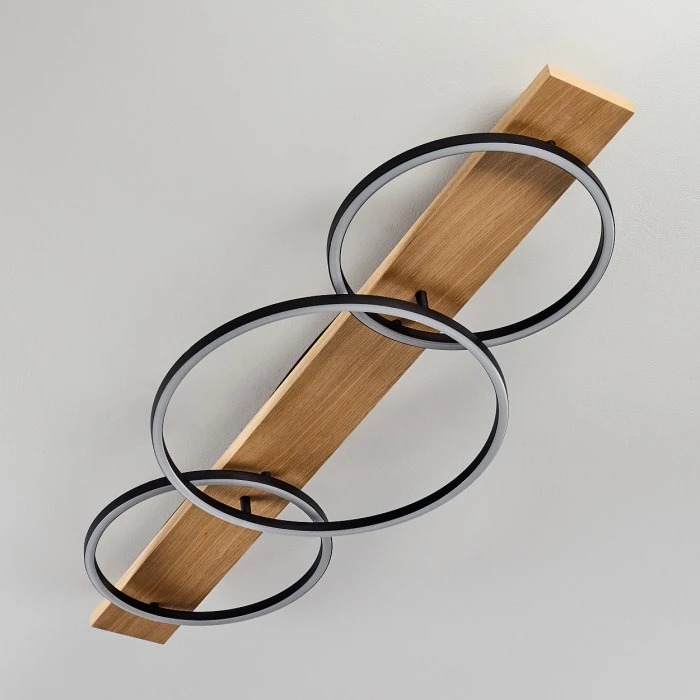 Hofstein Pompu Deckenleuchte LED Schwarz, Holz hell, 3-flammig 8 Hofstein Pompu Deckenleuchte LED Schwarz, Holz hell, 3-flammig – Bild 8