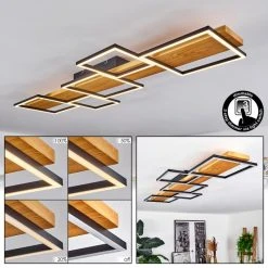 Hofstein Pompu Deckenleuchte LED Schwarz, Naturfarben, 1-flammig