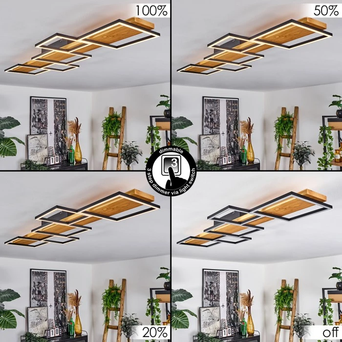 Hofstein Pompu Deckenleuchte LED Schwarz, Naturfarben, 1-flammig 2 Hofstein Pompu Deckenleuchte LED Schwarz, Naturfarben, 1-flammig – Bild 2