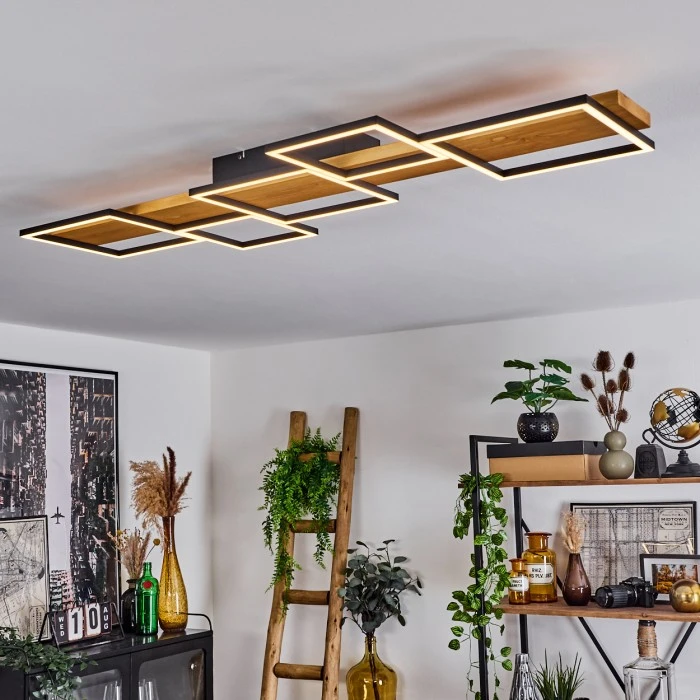 Hofstein Pompu Deckenleuchte LED Schwarz, Naturfarben, 1-flammig 7 Hofstein Pompu Deckenleuchte LED Schwarz, Naturfarben, 1-flammig – Bild 7