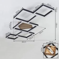 Hofstein Pourao Deckenleuchte LED Schwarz, Wei&szlig;, Holz dunkel, 1-flammig, Fernbedienung -LED Leuchten Verkäufe 2022 pourao deckenleuchte h3418185 3