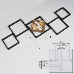Hofstein Pourao Deckenleuchte LED Schwarz, Wei&szlig;, Holz dunkel, 1-flammig, Fernbedienung -LED Leuchten Verkäufe 2022 pourao deckenleuchte h3418185 4