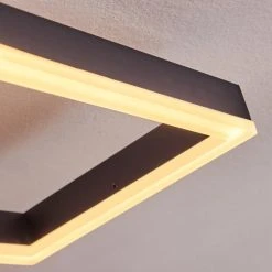 Hofstein Pourao Deckenleuchte LED Schwarz, Wei&szlig;, Holz dunkel, 1-flammig, Fernbedienung -LED Leuchten Verkäufe 2022 pourao deckenleuchte h3418185 5