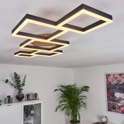 Hofstein Pourao Deckenleuchte LED Schwarz, Wei&szlig;, Holz dunkel, 1-flammig, Fernbedienung -LED Leuchten Verkäufe 2022 pourao deckenleuchte h3418185 6