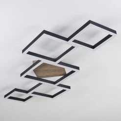 Hofstein Pourao Deckenleuchte LED Schwarz, Wei&szlig;, Holz dunkel, 1-flammig, Fernbedienung -LED Leuchten Verkäufe 2022 pourao deckenleuchte h3418185 7