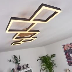 Hofstein Pourao Deckenleuchte LED Schwarz, Wei&szlig;, Holz dunkel, 1-flammig, Fernbedienung -LED Leuchten Verkäufe 2022 pourao deckenleuchte h3418185 8