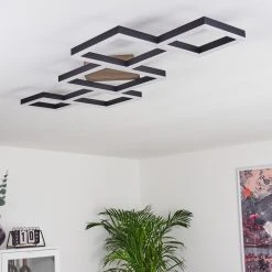 Hofstein Pourao Deckenleuchte LED Schwarz, Wei&szlig;, Holz dunkel, 1-flammig, Fernbedienung -LED Leuchten Verkäufe 2022 pourao deckenleuchte h3418185 9