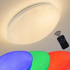 Hofstein Quebec Deckenleuchte LED Wei&szlig;, 1-flammig, Fernbedienung, Farbwechsler -LED Leuchten Verkäufe 2022 quebec deckenleuchte h000205 21