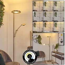 Hofstein Rabeja Deckenfluter LED Nickel-Matt, 2-flammig