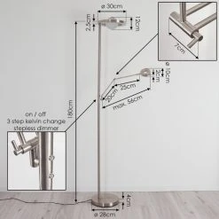 Hofstein Rabeja Deckenfluter LED Nickel-Matt, 2-flammig -LED Leuchten Verkäufe 2022 rabeja deckenfluter h3374948 3