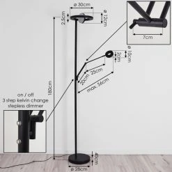 Hofstein Rabeja Deckenfluter LED Schwarz, 2-flammig -LED Leuchten Verkäufe 2022 rabeja deckenfluter h3374962 3
