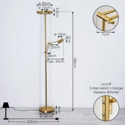 Hofstein Rabeja Deckenfluter LED Messing, Gold, 2-flammig 23 Hofstein Rabeja Deckenfluter LED Messing, Gold, 2-flammig -LED Leuchten Verkäufe 2022 rabeja deckenfluter h3391044 11