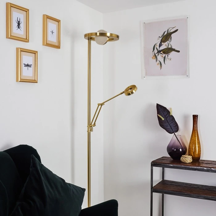 Hofstein Rabeja Deckenfluter LED Messing, Gold, 2-flammig 9 Hofstein Rabeja Deckenfluter LED Messing, Gold, 2-flammig – Bild 9