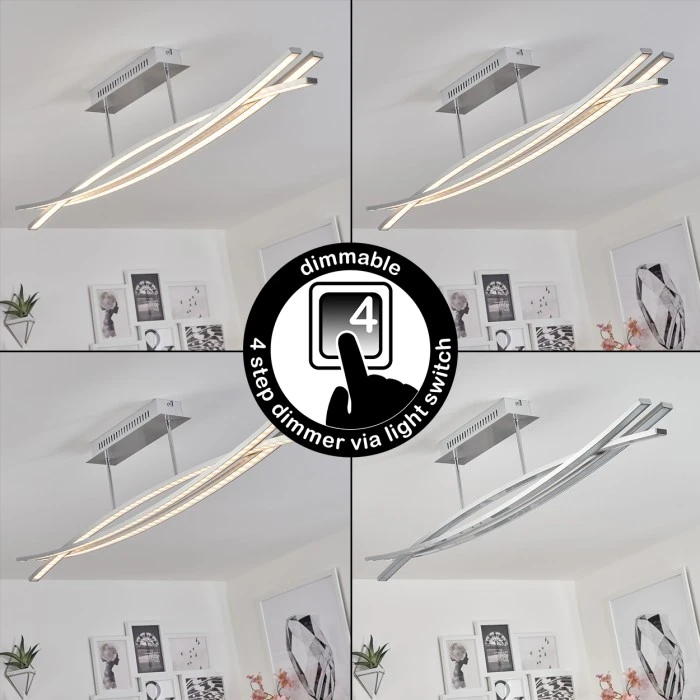 Hofstein Rabius Deckenleuchte LED Silber, 3-flammig 2 Hofstein Rabius Deckenleuchte LED Silber, 3-flammig – Bild 2