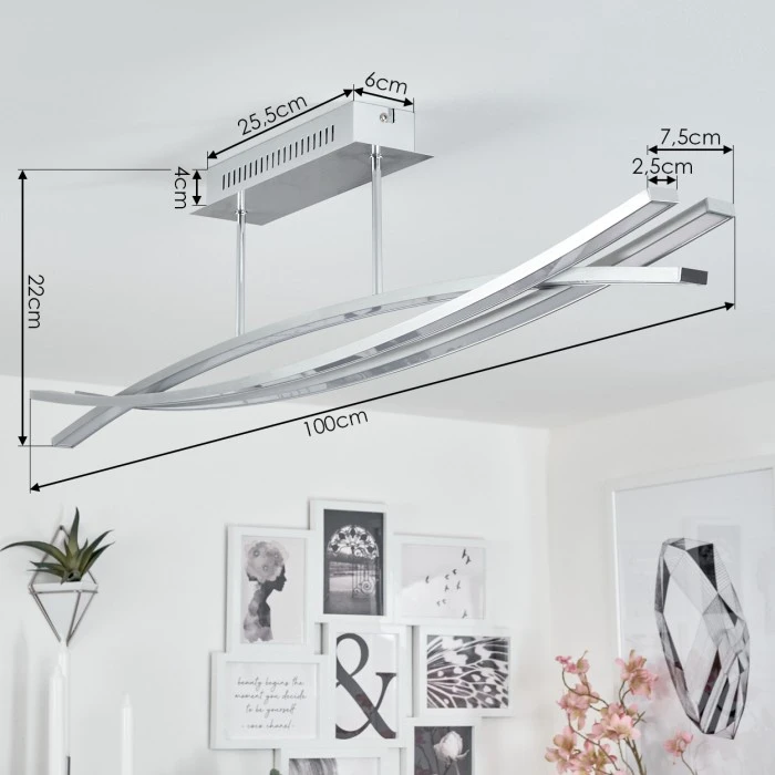 Hofstein Rabius Deckenleuchte LED Silber, 3-flammig 4 Hofstein Rabius Deckenleuchte LED Silber, 3-flammig – Bild 4