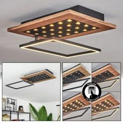 Hofstein Ramilos Deckenleuchte LED Schwarz, Naturfarben, 1-flammig