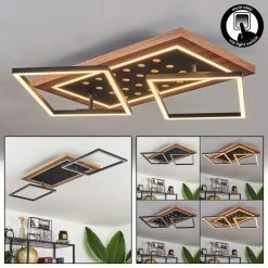 Hofstein Ramilos Deckenleuchte LED Schwarz, Naturfarben, 1-flammig