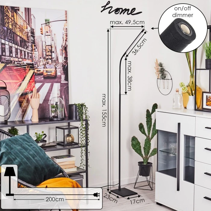 Hofstein Reuland Stehleuchte LED Schwarz, 1-flammig 4 Hofstein Reuland Stehleuchte LED Schwarz, 1-flammig – Bild 4