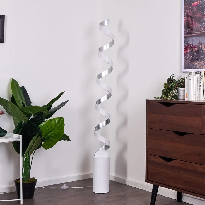 Hofstein Rezat Stehlampe LED Silber, Weiß, 1-flammig 2 Hofstein Rezat Stehlampe LED Silber, Weiß, 1-flammig – Bild 2