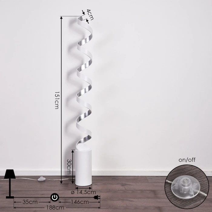 Hofstein Rezat Stehlampe LED Silber, Weiß, 1-flammig 4 Hofstein Rezat Stehlampe LED Silber, Weiß, 1-flammig – Bild 4