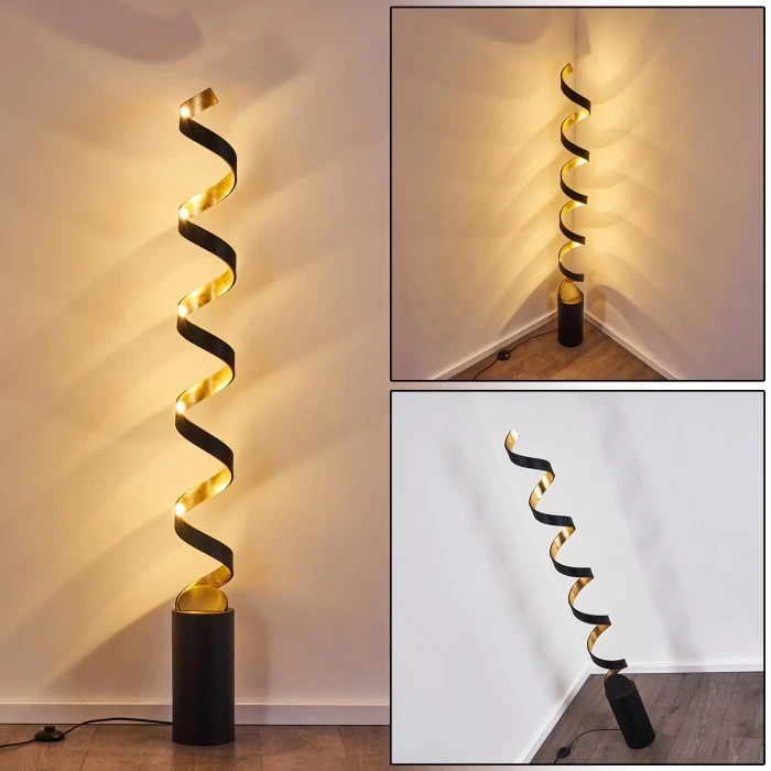 Hofstein Rezat Stehleuchte LED Schwarz-Gold, 1-flammig 1 Hofstein Rezat Stehleuchte LED Schwarz-Gold, 1-flammig