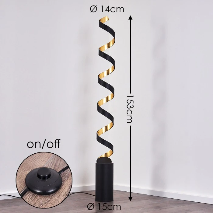 Hofstein Rezat Stehleuchte LED Schwarz-Gold, 1-flammig 2 Hofstein Rezat Stehleuchte LED Schwarz-Gold, 1-flammig – Bild 2
