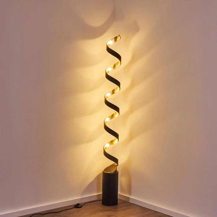 Hofstein Rezat Stehleuchte LED Schwarz-Gold, 1-flammig 3 Hofstein Rezat Stehleuchte LED Schwarz-Gold, 1-flammig – Bild 3