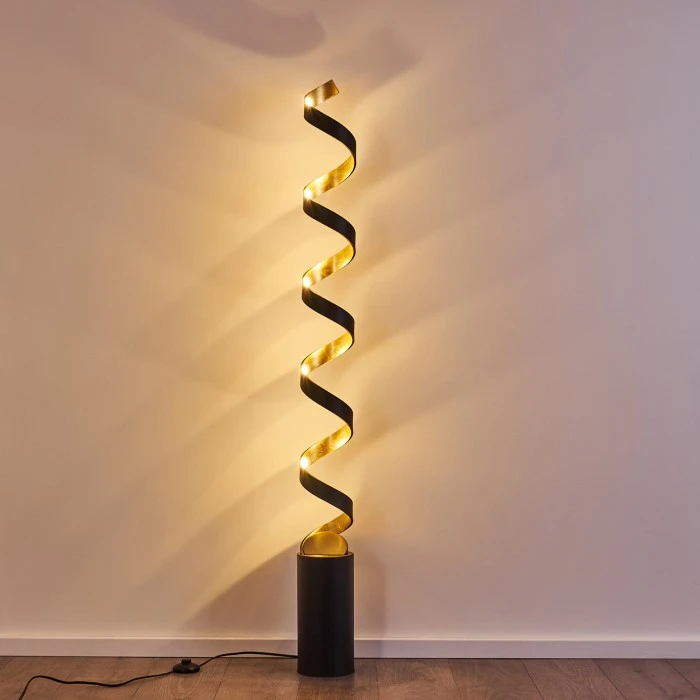 Hofstein Rezat Stehleuchte LED Schwarz-Gold, 1-flammig 6 Hofstein Rezat Stehleuchte LED Schwarz-Gold, 1-flammig – Bild 6