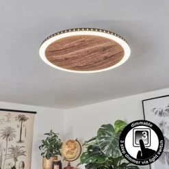 Hofstein Rocha Deckenleuchte LED Schwarz, Braun, Holzoptik, 1-flammig