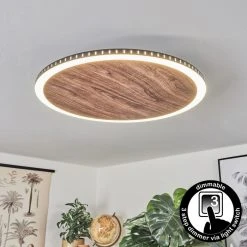 Hofstein Rocha Deckenleuchte LED Schwarz, Braun, Holzoptik, 1-flammig