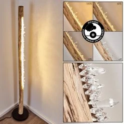 Hofstein Rodeche Stehleuchte LED Schwarz, Holz hell, 1-flammig