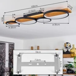 Hofstein Rodekro Deckenleuche LED Schwarz, Holz hell, 1-flammig -LED Leuchten Verkäufe 2022 rodekro deckenleuche h3564455 3