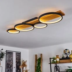 Hofstein Rodekro Deckenleuche LED Schwarz, Holz hell, 1-flammig -LED Leuchten Verkäufe 2022 rodekro deckenleuche h3564455 8
