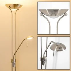 Hofstein Rom Deckenfluter LED Nickel-Matt, 2-flammig