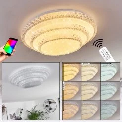 Hofstein Roseto Deckenleuchte LED Weiß, Transparent, Klar, 1-flammig, Fernbedienung