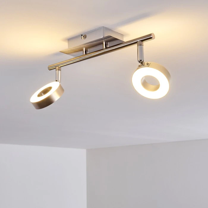 Hofstein Russell Deckenspot LED Nickel-Matt, Chrom, 2-flammig 16 Hofstein Russell Deckenspot LED Nickel-Matt, Chrom, 2-flammig – Bild 16