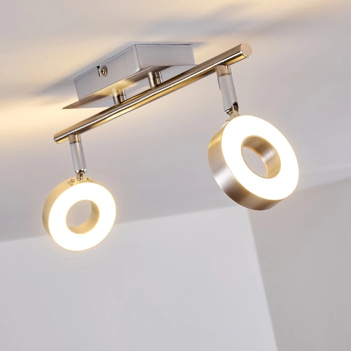 Hofstein Russell Deckenspot LED Nickel-Matt, Chrom, 2-flammig 19 Hofstein Russell Deckenspot LED Nickel-Matt, Chrom, 2-flammig – Bild 19