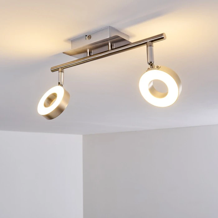 Hofstein Russell Deckenspot LED Nickel-Matt, Chrom, 2-flammig 20 Hofstein Russell Deckenspot LED Nickel-Matt, Chrom, 2-flammig – Bild 20