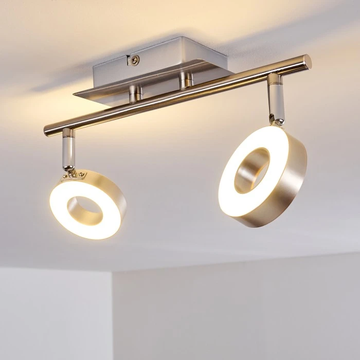 Hofstein Russell Deckenspot LED Nickel-Matt, Chrom, 2-flammig 3 Hofstein Russell Deckenspot LED Nickel-Matt, Chrom, 2-flammig – Bild 3